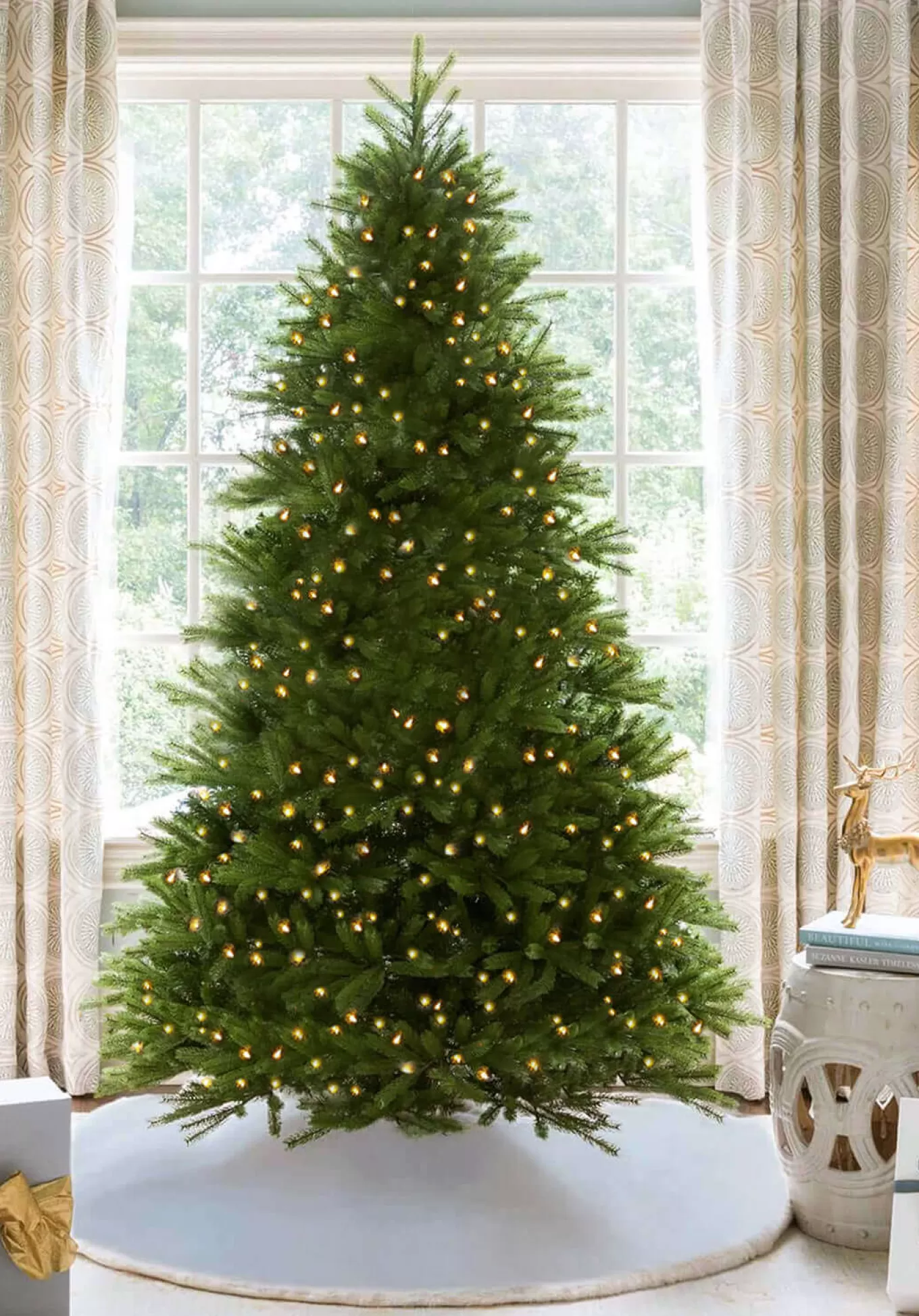 King Of Christmas 12' King Fraser Fir Artificial Christmas Tree With 2300 Warm White & Multi-Color LED Lights- Realistic | Pre-Lit