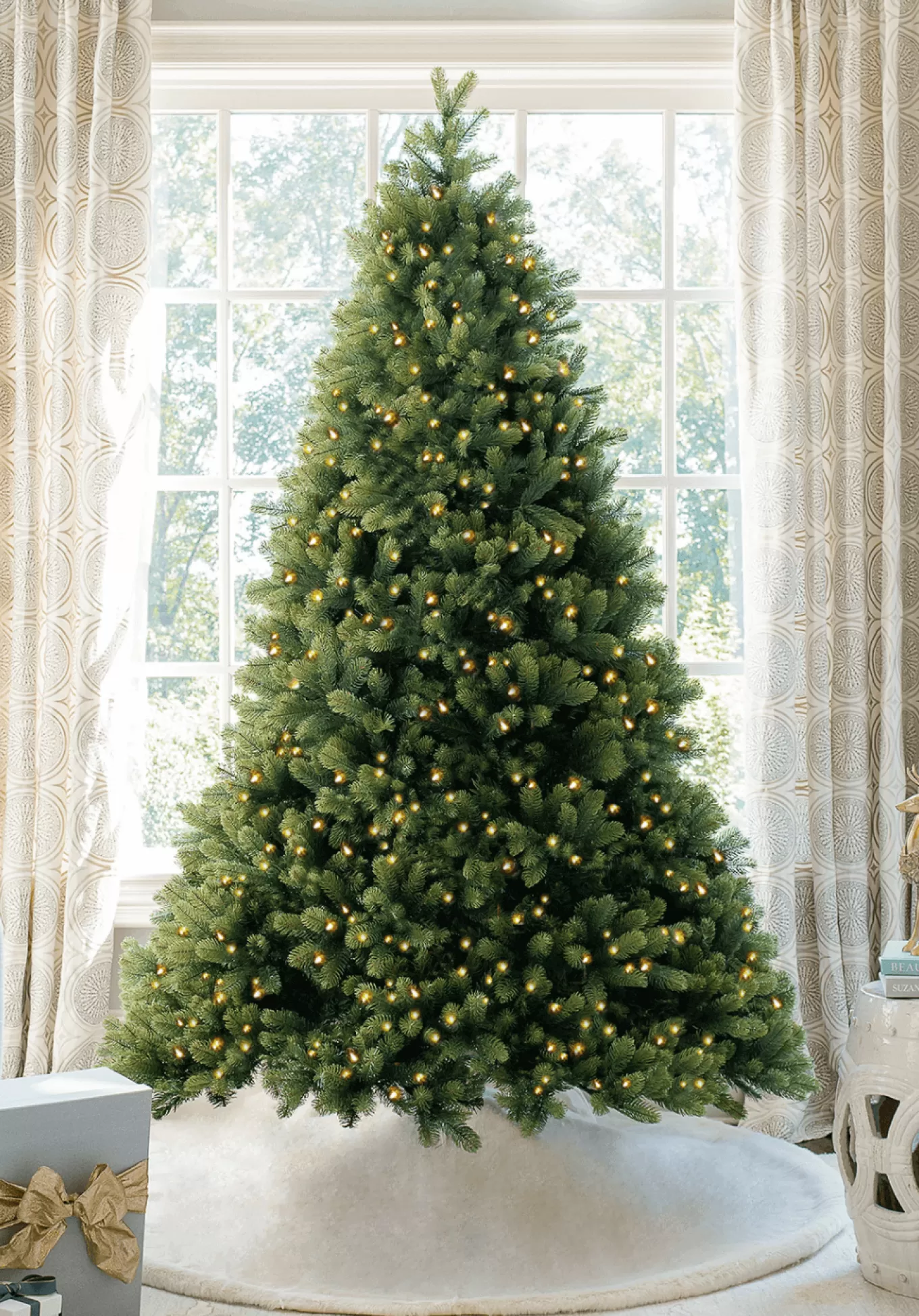 King Of Christmas 12' Royal Fir Artificial Christmas Tree With 2000 Warm White & Multi-Color LED Lights- Realistic | Pre-Lit