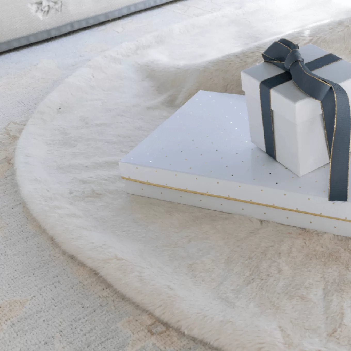 King Of Christmas 60" King Snow Faux Fur Tree Skirt- Tree Skirts