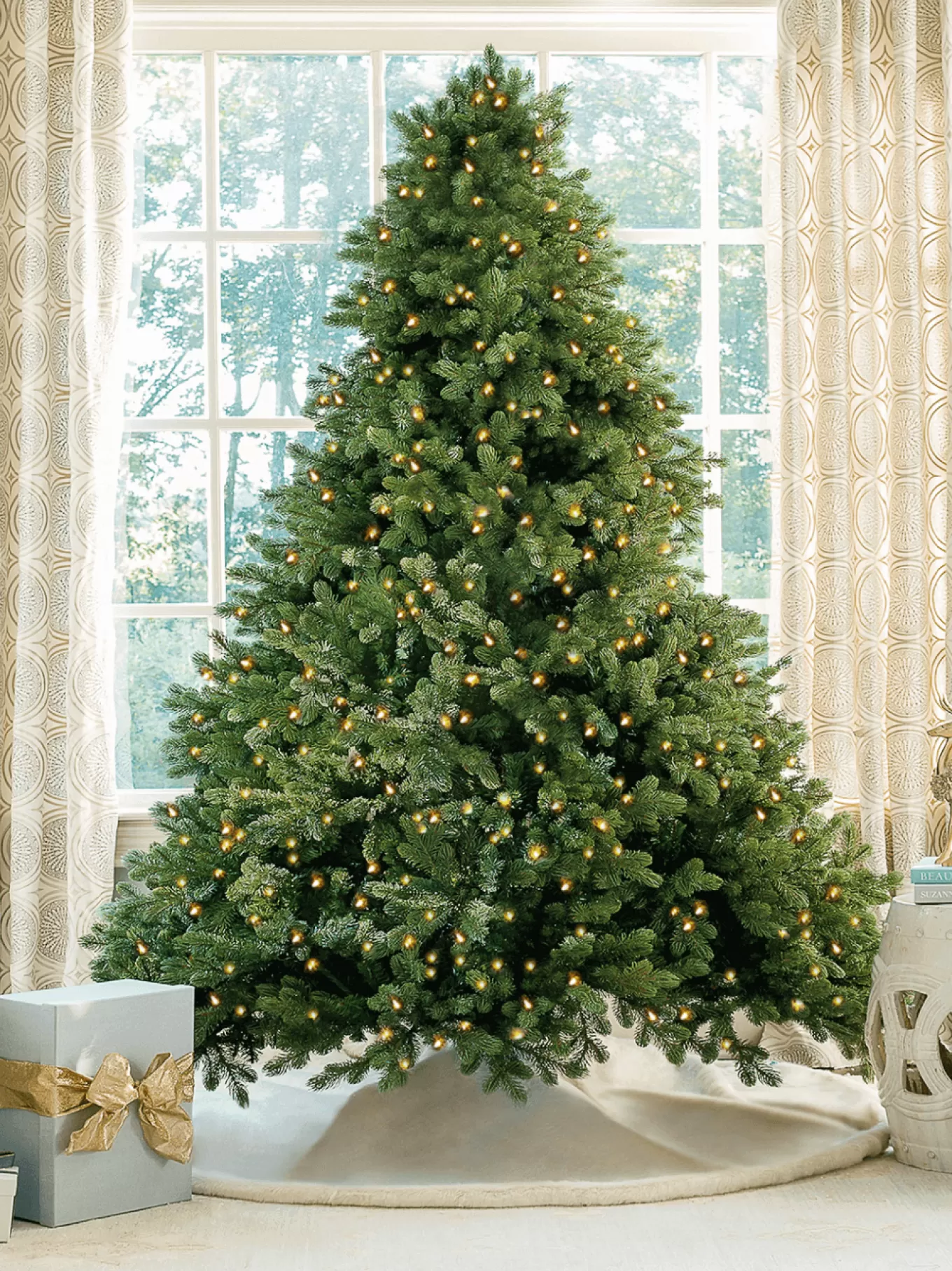 King Of Christmas 6.5' Cypress Spruce Artificial Christmas Tree With 1000 Warm White & Multi-Color LED Lights- Realistic | Pre-Lit