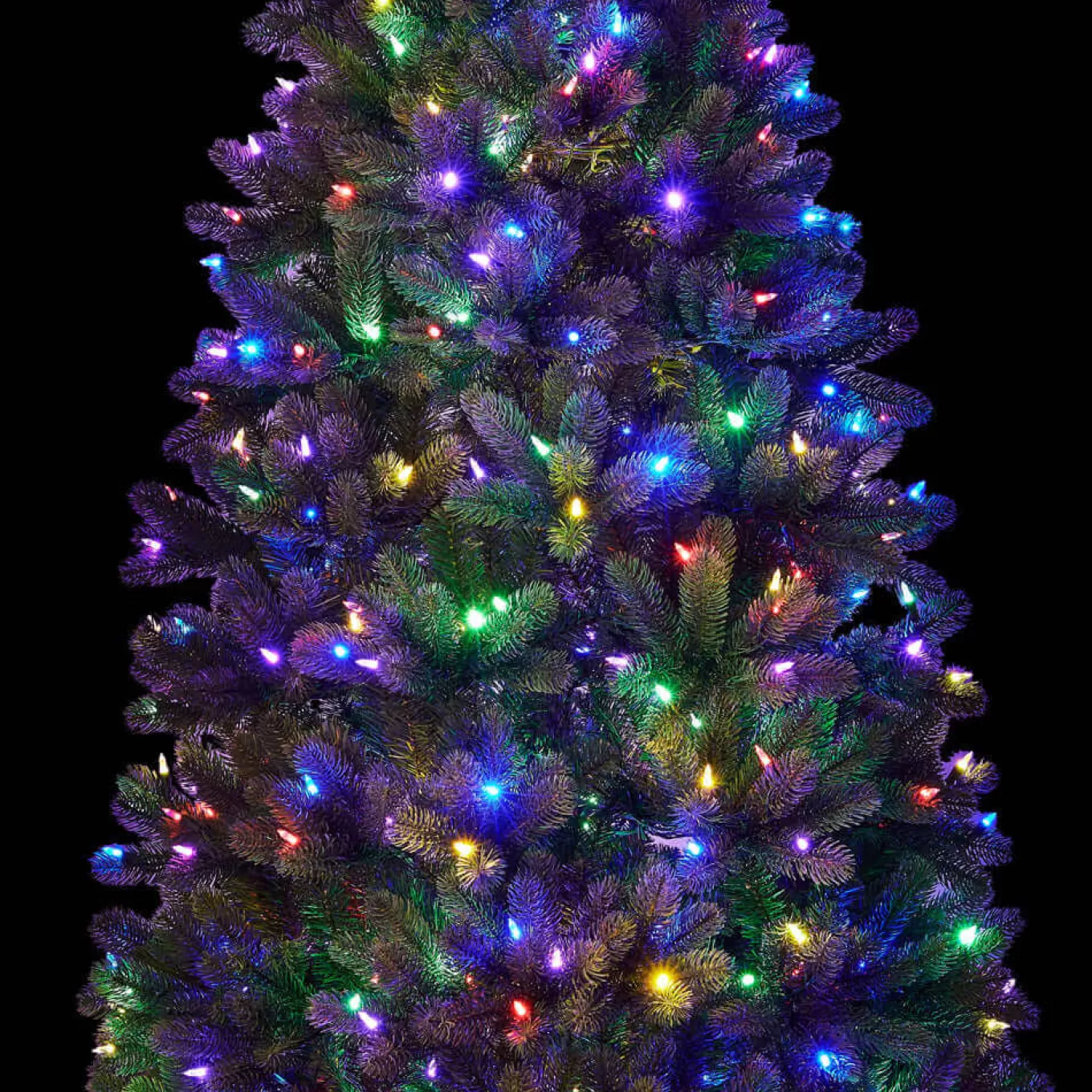 King Of Christmas 7.5' Royal Fir Slim Artificial Christmas Tree With 650 Warm White & Multi-Color LED Lights- Realistic | Pre-Lit