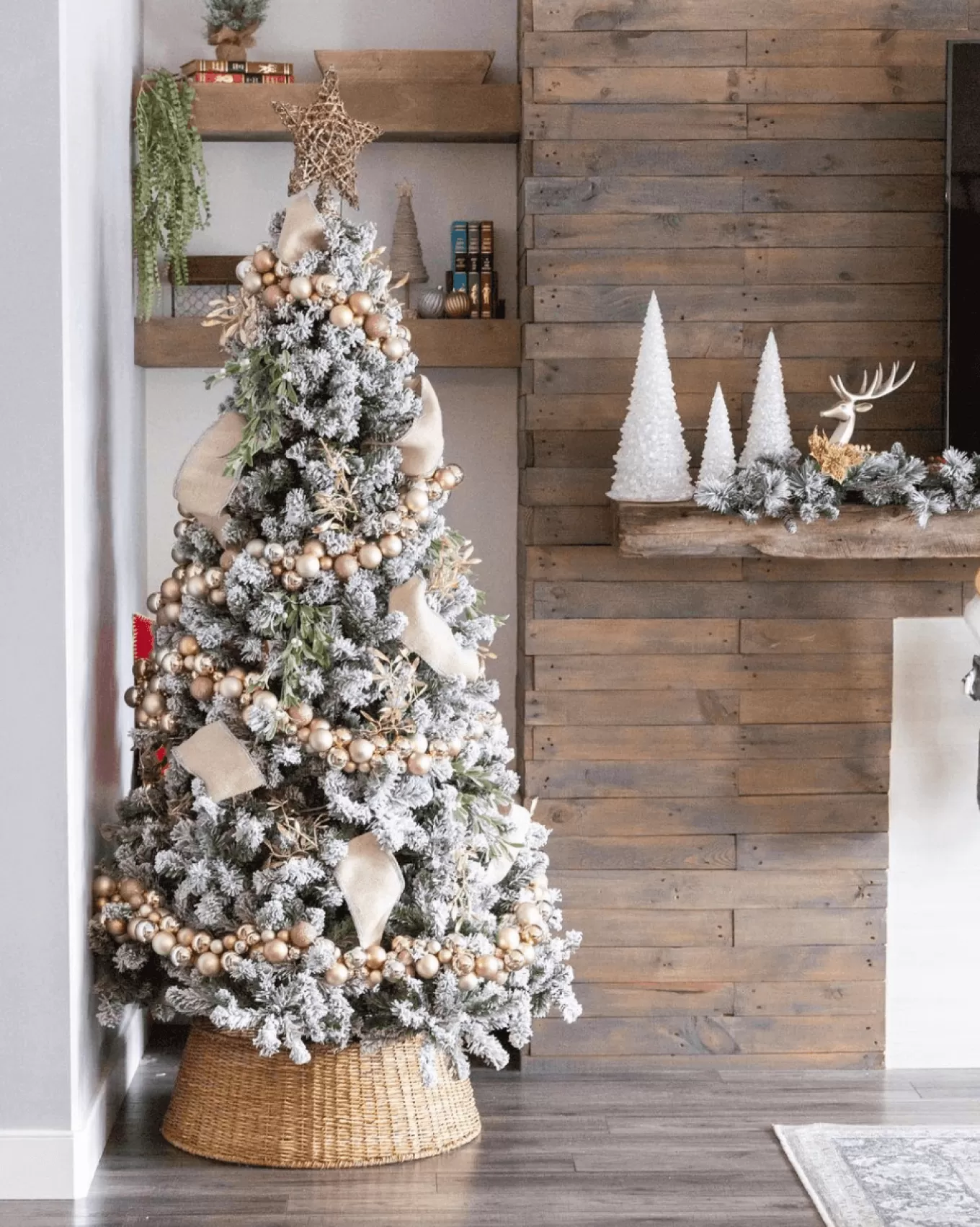 King Of Christmas 7' Prince Flock® Artificial Christmas Tree With 400 Warm White LED Lights- Full | Flocked