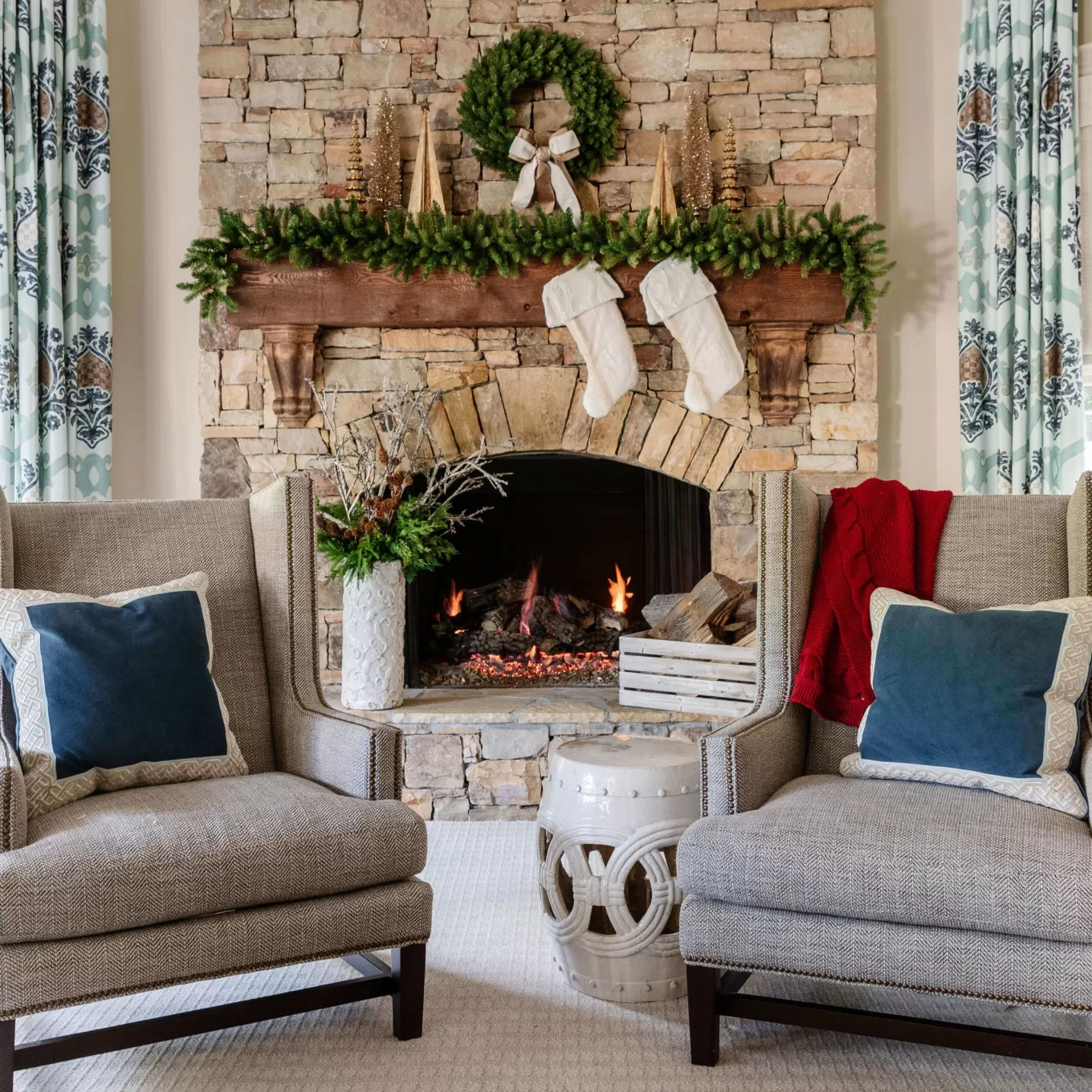 King Of Christmas 9' X 10" King Fraser Fir Garland With Warm White LED Lights (Plug Operated)- Garlands | Green