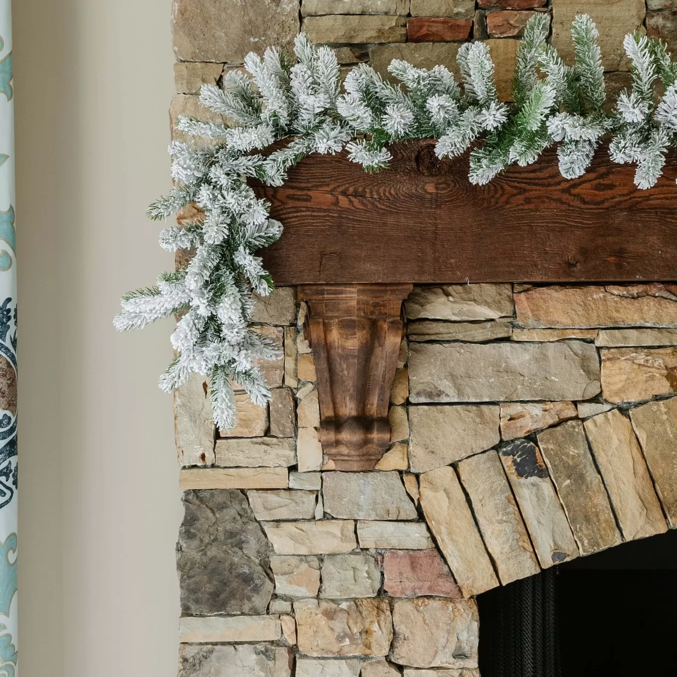 King Of Christmas 9' X 12" King Flock® Garland Unlit- Garlands | Flocked