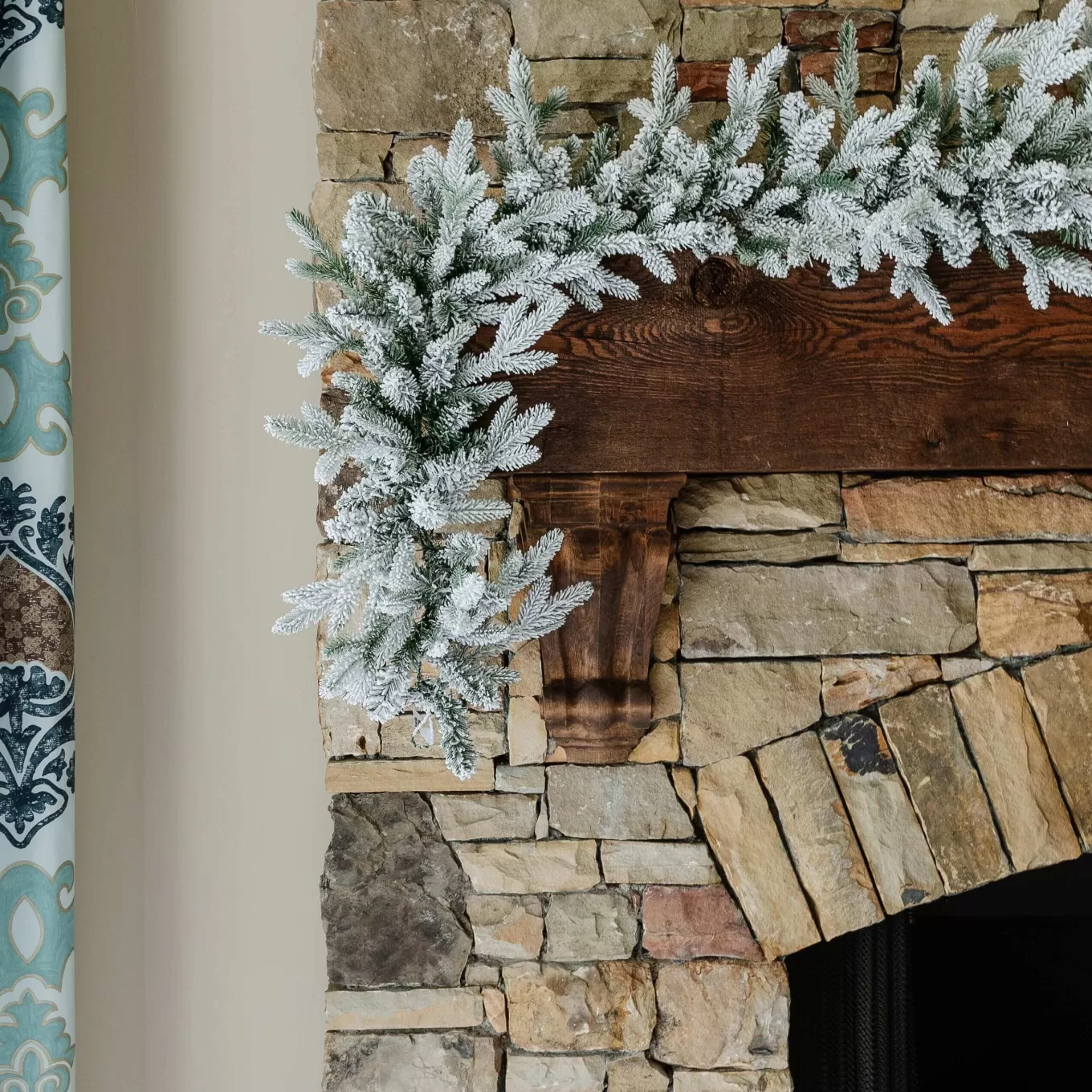King Of Christmas 9' X 12" Queen Flock® Garland Unlit- Garlands | Flocked