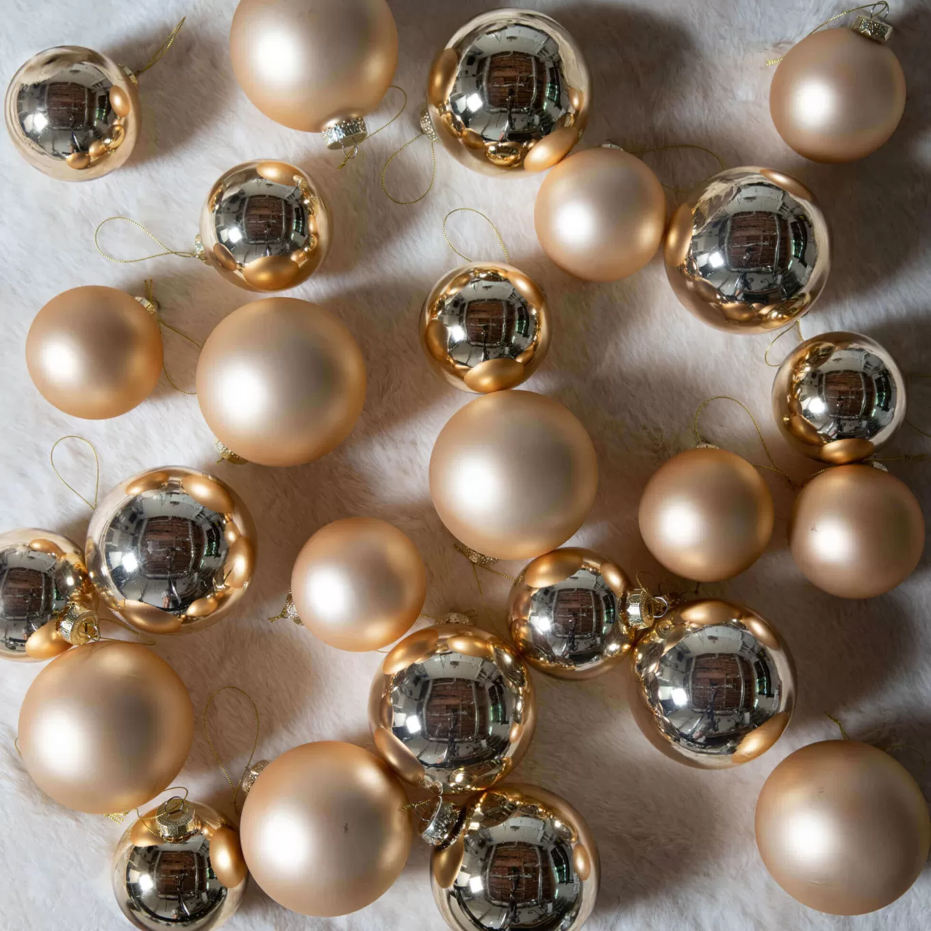 King Of Christmas Gold Essential Glass Ornaments (24 Pack)- Ornaments | 24 Pack