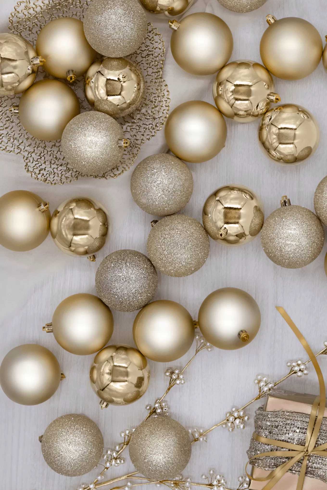 King Of Christmas Gold Glimmer Shatterproof Ornaments (48 Pack)- Ornaments