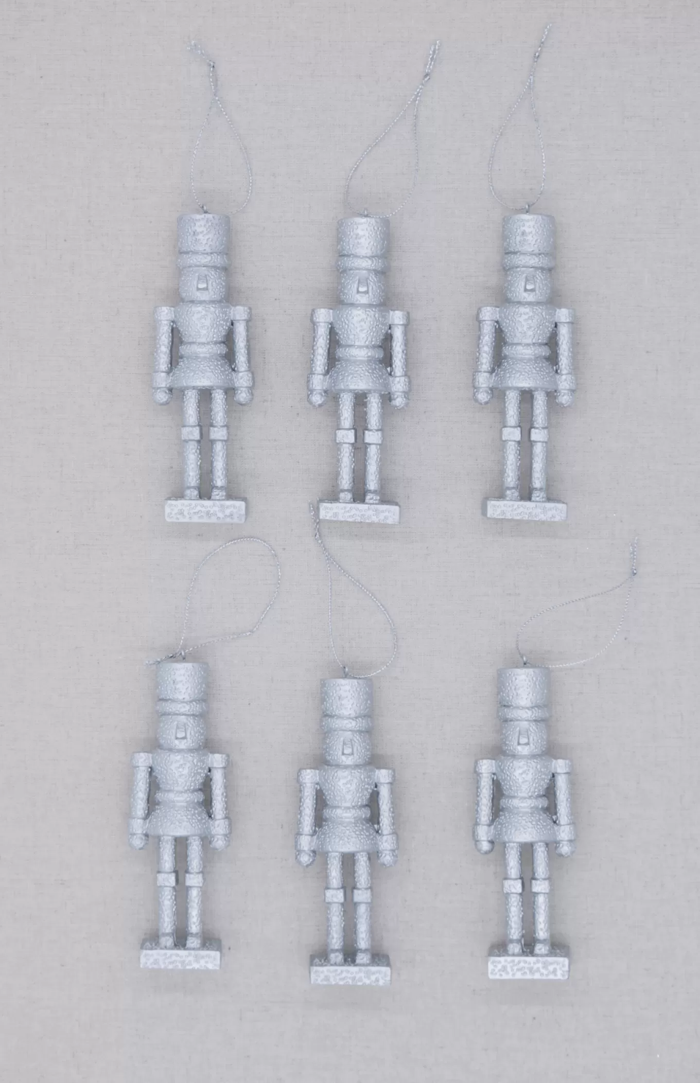 King Of Christmas Silver Nutcracker Glass Ornament Set (6 Pack)- Ornaments