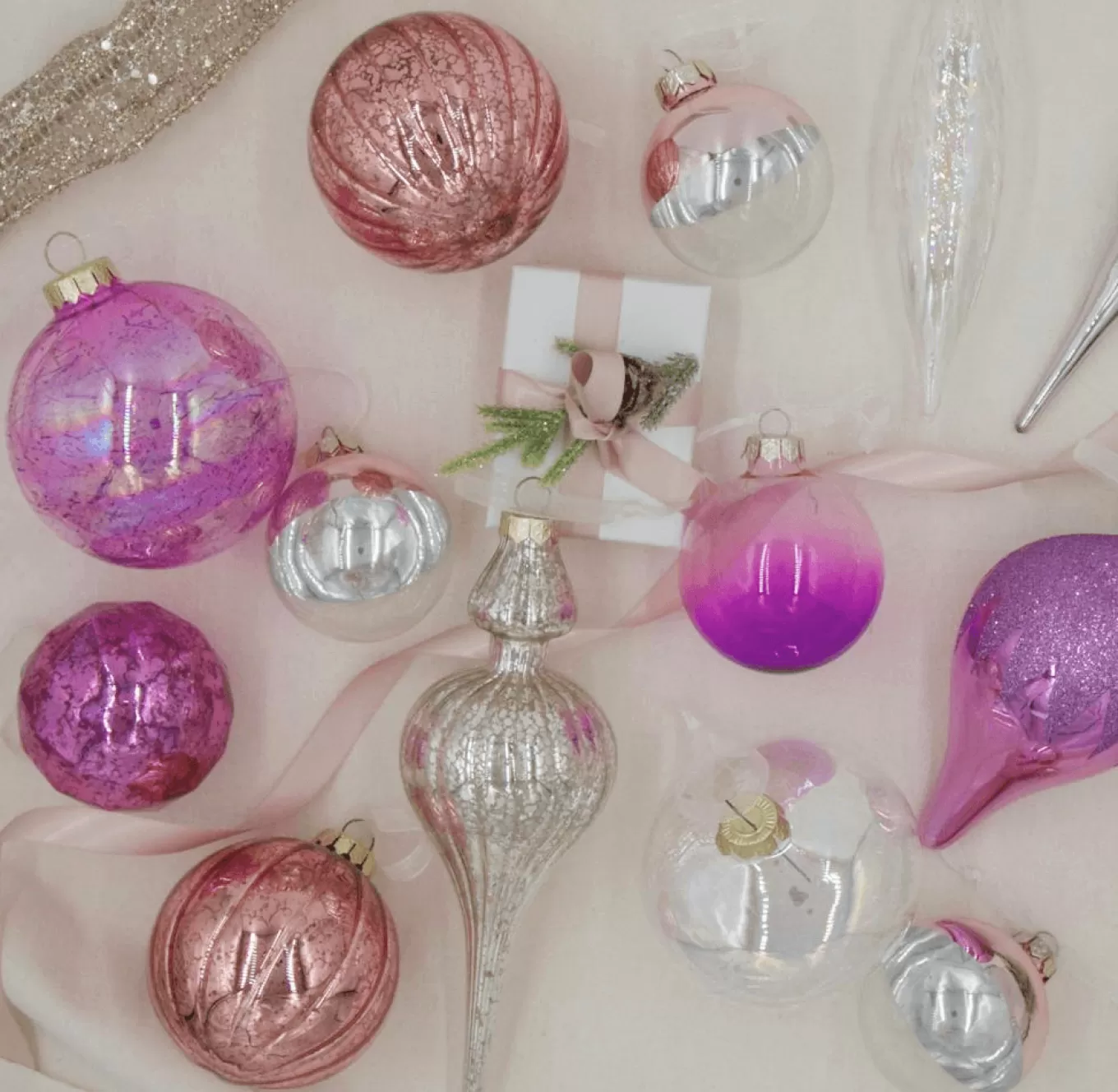 King Of Christmas Sweet 30-Piece Glass Ornament Set (Pink - Purple) Limited Edition- Ornaments | 30 Pack